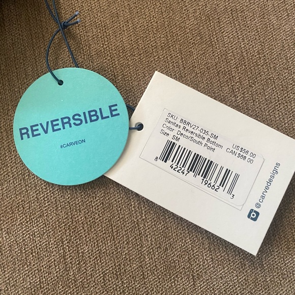 NWT Carve Designs Sanitas Reversible Swim Bottom- black floral, geo print Small - Picture 9 of 9